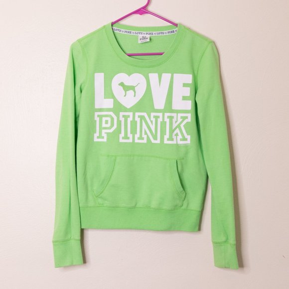 PINK Victoria's Secret Tops - ❗️5/$15 - VS PINK Green Crew Neck Sweatshirt